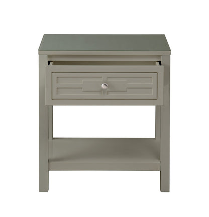 Dylan Wooden Nightstand with Glass Top and Drawer