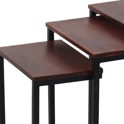 Nesting Table Set of 3 with Chestnut Finish