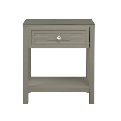 Dylan Wooden Nightstand with Glass Top and Drawer