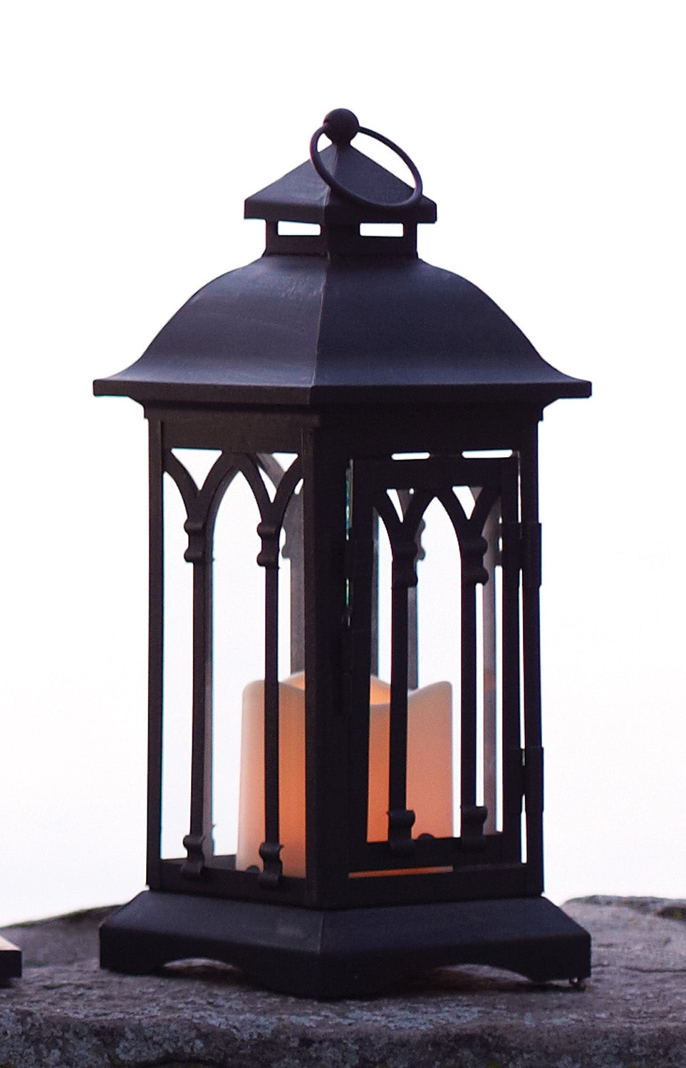 Black Metal Lantern with LED Candle (Set of 2)